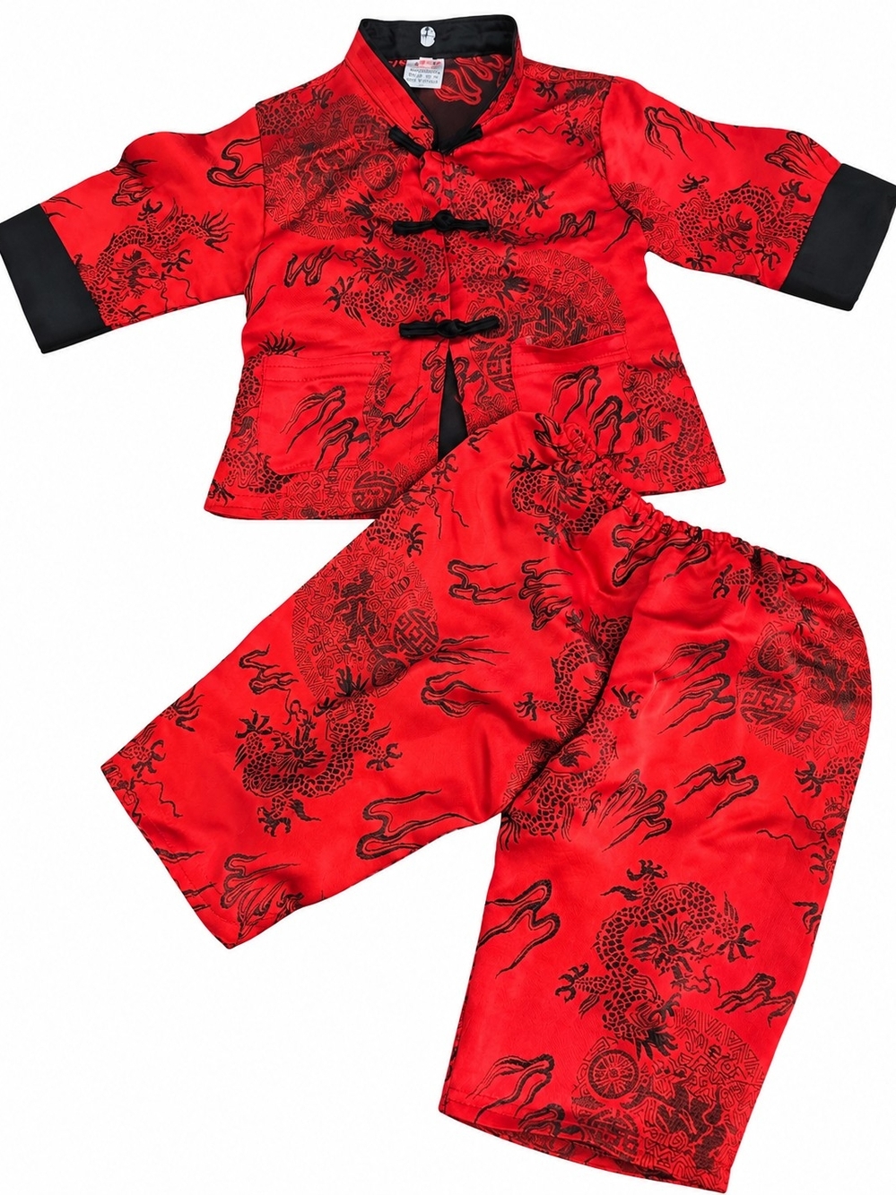 Toddler Chinese Dragon Outfit Red Black 2 Piece